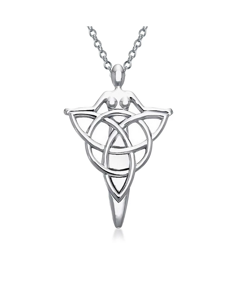 Bling Jewelry Irish Triquetra Large Celtic Ancient Divine Deity Danu Goddess Of Tree Protector Of Land Pendant Necklace For Women Sterling Silver