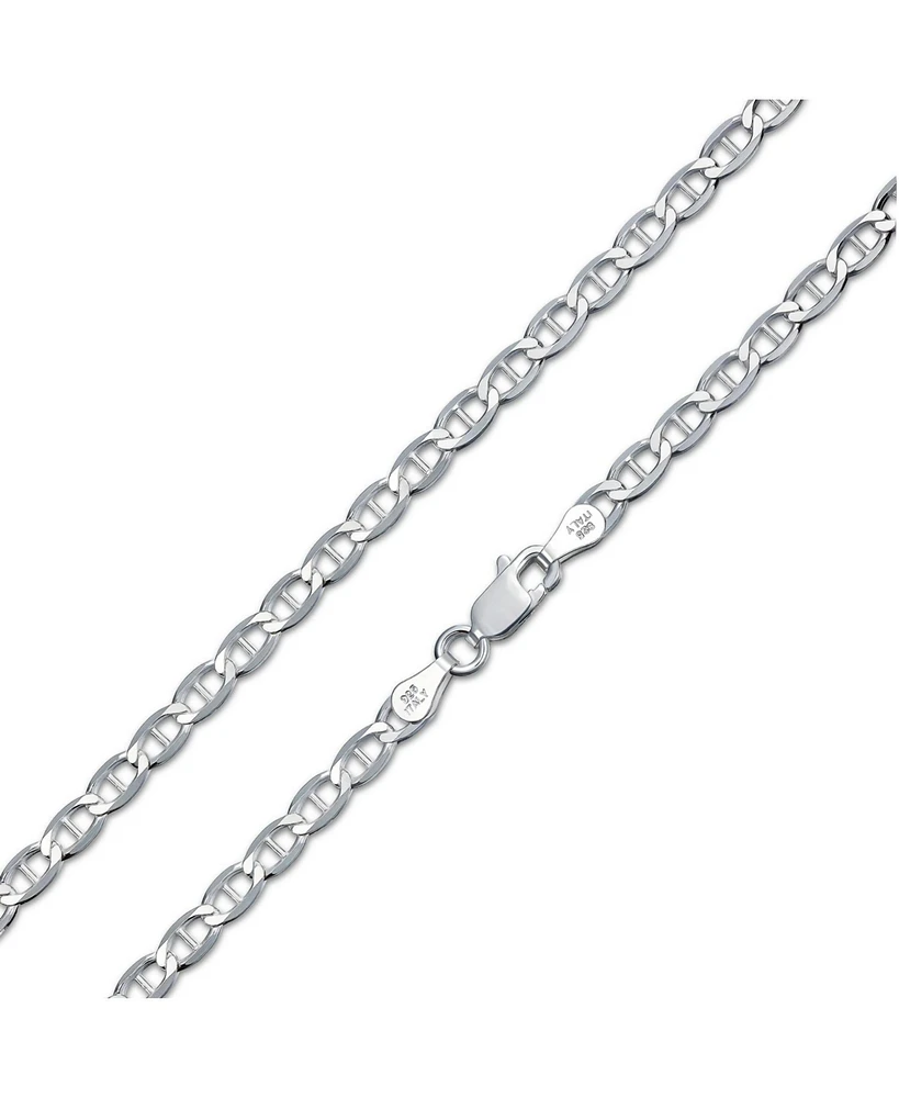 Bling Jewelry Mens Solid Heavy Sterling Silver 7MM Marina Anchor Nautical Mariner Chain Link Necklace For 24 Inch