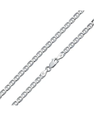 Bling Jewelry Mens Solid Heavy Sterling Silver 7MM Marina Anchor Nautical Mariner Chain Link Necklace For 24 Inch