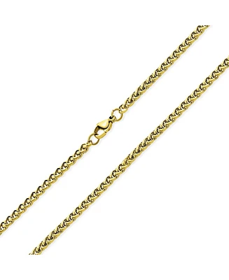 Bling Jewelry 5mm Wheat Foxtail Chain Necklace Men WomenYellow Gold Plated Stainless Steel 20 Inch - Sleek Strong - Gold