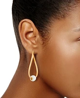 Crystal Ball Figure Eight Medium Hoop Earrings in 14k Gold-Plated Sterling Silver