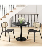 Skonyon 31.5 Inch Round Dining Table with Anti-Slip Pp Ring-Black