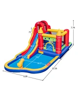 Skonyon 9-in-1 Inflatable Bounce Castle with Water Slide and Splash Pool with 735W Blower