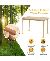 Sugift 48 Inch Solid Wood Dining Table with Rubber Wood Supporting Legs for Kitchen Dining Room-Natural