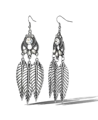 Jessica Simpson Crystal Leaf Drop Statement Earrings