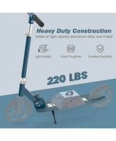 Skonyon Folding Aluminum Alloy Scooter with 3 Adjustable Heights-Blue