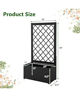 Skonyon 44 Inch Metal Raised Garden Bed with Trellis-Black