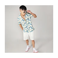 Men's Navy Blue & Off-White Ombre Lined Shirt