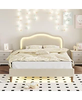 Simplie Fun Velvet Smart Led Bed Frame with Adjustable Height