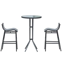 Streamdale Furniture 3-Piece Bistro Set for 2 with Round Table & Bar Chairs in Charcoal Gray