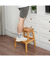 Streamdale Furniture Acacia Wood Two Steps Stool Small Size Rectangle