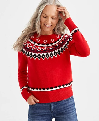 Style & Co Women's Fair Isle Pullover Sweater, Created for Macy's