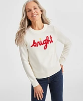 Style & Co Women's Graphic Embroidery Crewneck Sweater, Created for Macy's