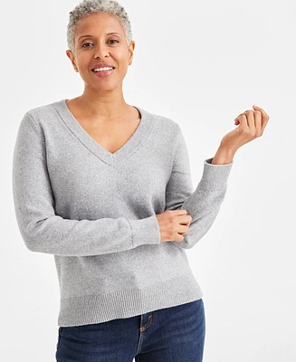 Style & Co Women's Shine V-Neck Pullover Sweater, Created for Macy's