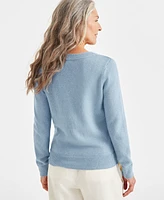 Style & Co Petite Whimsy Shine Pullover V-Neck Sweater, Created for Macy's