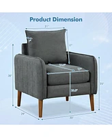 Sugift Fabric Upholstered Sofa Chair with Removable Back and Seat Cushions