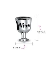 Bling Jewelry Foodie Drinker Goblet Sommelier Wine Glass Stem Bead Charm For Women Sterling Silver Fits European Bracelet