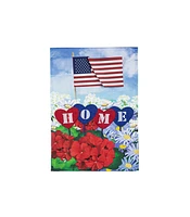 Evergreen Patriotic Home in Hearts Garden Applique Flag