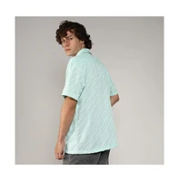 Campus Sutra Men's Mint Green Embroidered Striped Shirt