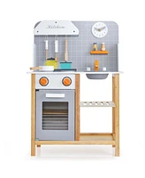 Costway Wooden Kid's Play Kitchen Set Pretend Chef Cooking Toy with Cookware Accessories