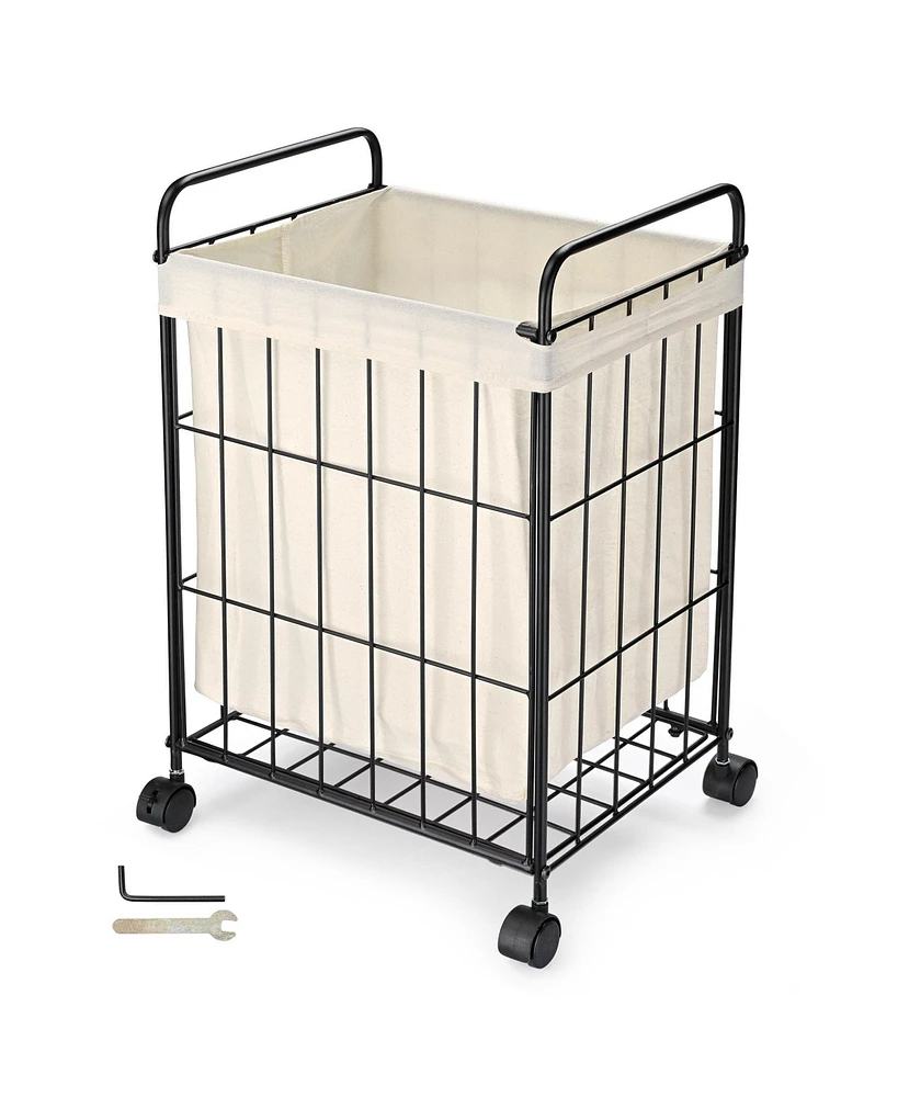 Aquaterior Laundry Hamper with Wheels Clothes Storage Bin Rolling Cart Industrial Style