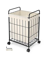 Aquaterior Laundry Hamper with Wheels Clothes Storage Bin Rolling Cart Industrial Style