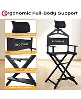 Byootique 28" Height Tall Director Chair Folding Artist Makeup Head Rest Salon