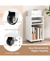 Sugift Mobile File Cabinet Wooden Printer Stand Vertical Storage Organizer