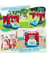 Costway Inflatable Bounce Castle Kids Jumping Bouncer Indoor Outdoor with 550W Blower