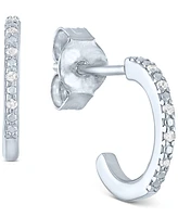 Diamond Accent Small Huggie Hoop Earrings in Sterling Silver