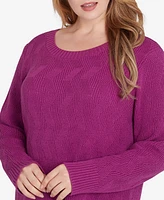 Hearts Of Palm Plus Lets Rendez-Blue Solid Long Sleeve Sweater