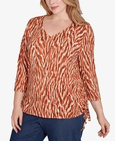 Hearts Of Palm Plus Spice It Up Printed 3/4 Sleeve Top