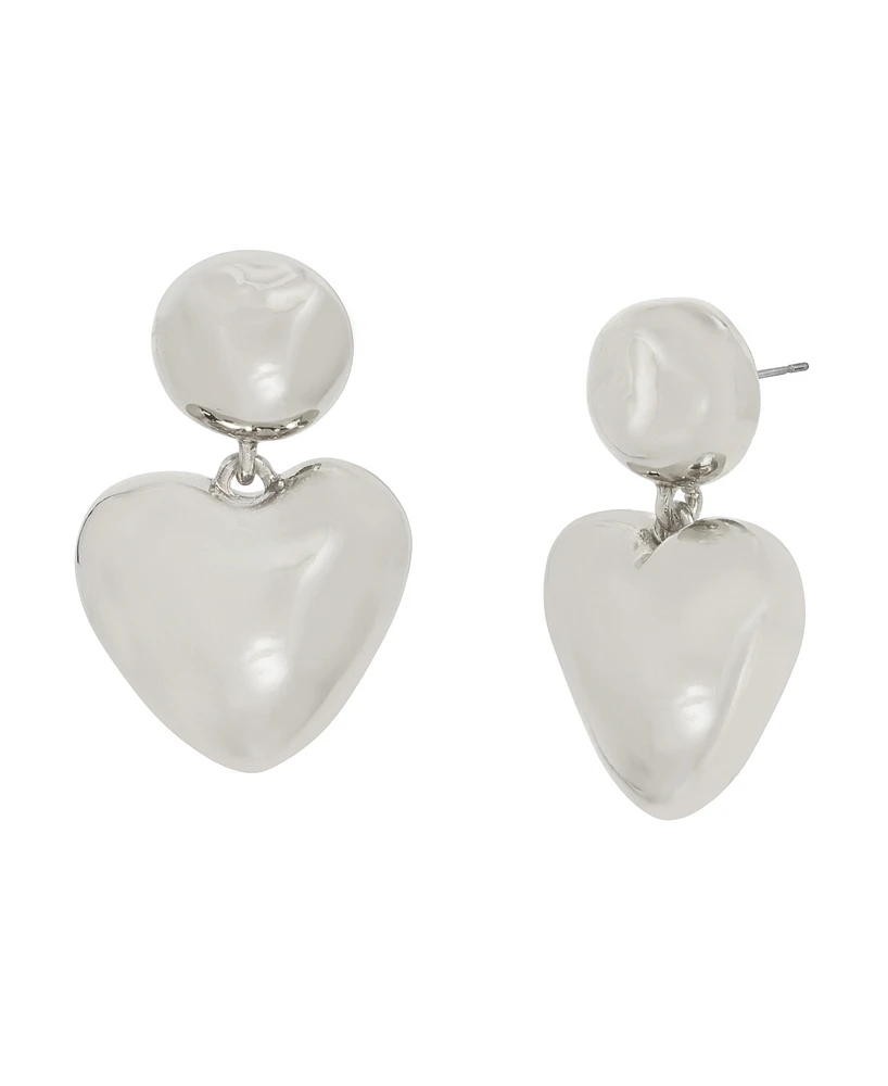 Robert Lee Morris Soho Silver Puffy Heart Drop Earrings