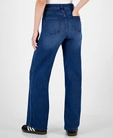 Tinseltown Juniors' High-Rise Shimmer Wide-Leg Jeans