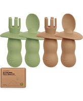 KeaBabies 4-Pack Prep Baby Spoons & Forks Set, Self Feeding Utensils 6-18 Months, Silicone Blw Bpa-Free