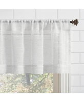 Clean Window Textured Slub Stripe Dust Resistant Sheer Cafe Curtain Pair, 52" x 24"