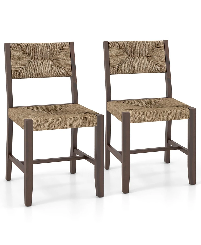 Skonyon Wooden Dining Chair Set of 2 for Kitchen Dining Room-Brown