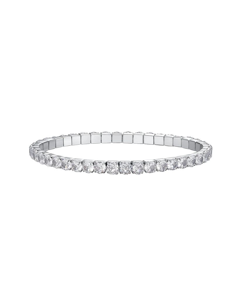 Macy's White Cubic Zirconia April Birthstone Tennis Stretch Bracelet