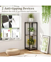 Skonyon 3-Tier Tall Metal Plant Stand Corner Plant Holder with Anti-tipping Device-Black & Gray