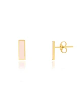 The Lovery Pink Pearl Bar Stud Earrings 14K Gold