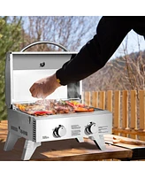 Skonyon 2 Burner Portable Stainless Steel Bbq Table Top Grill for Outdoors