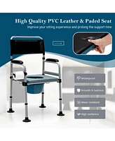 Sugift 4-in-1 Folding Bedside Commode Chair with Detachable Bucket and Towel Holder