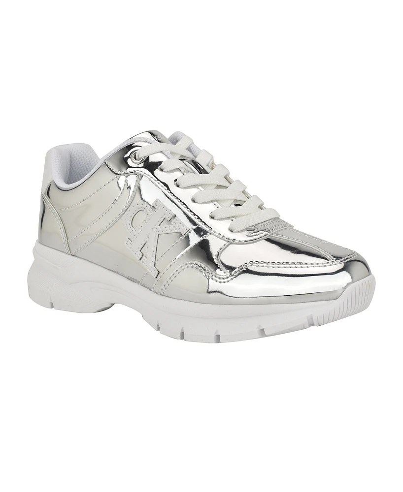 Calvin Klein Women's Caius Round Toe Lace-Up Casual Sneakers