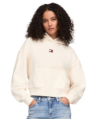 Tommy Jeans Women's Boxy Topstitch Cotton Logo Hoodie