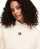 Tommy Jeans Women's Boxy Topstitch Cotton Logo Hoodie