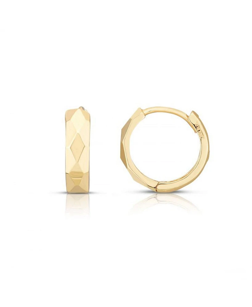 The Lovery Mini Faceted Gold Huggie Hoop Earrings 14K Gold