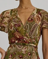 Lauren Ralph Women's Belted Floral Gown