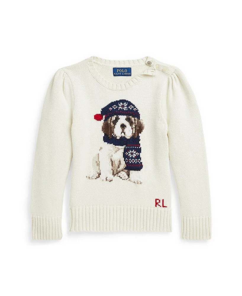 Polo Ralph Lauren Toddler and Little Girls Dog Crewneck Sweatshirt