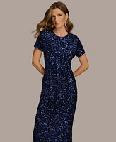 Donna Karan New York Women's Sequin Short-Sleeve Gown