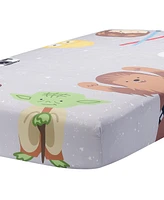 Lambs & Ivy Star Wars Galaxy Cotton Fitted Crib Sheet - Yoda/Darth Vader/R2D2